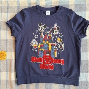Walt Disney World Size Small Navy Blue Mickey & Friends Sweater Type T-Shirt
